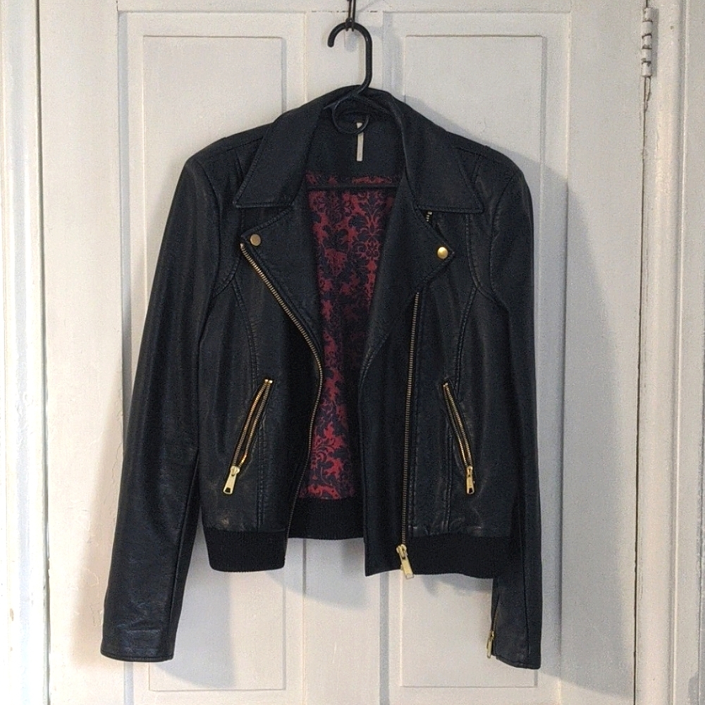 FREE PEOPLE Faux Leather Moto Jacket